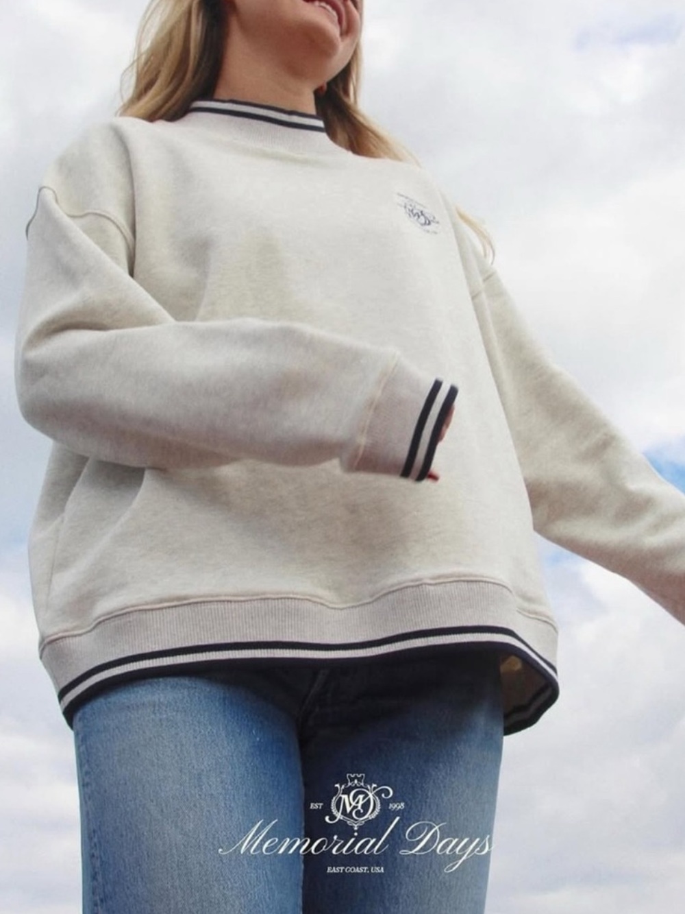 Memorial Days Diana Grey and Navy Mockneck